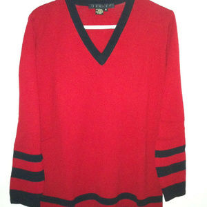 NEW Tesori Red/Black Extrafine Merino Wool Tunic M